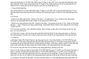 Công văn 1605/SNV-XDCQ  hướng dẫn thí điểm thành lập Thanh tra Xây dựng quận-huyện và Thanh tra Xây dựng phường – xã, thị trấn tại Hồ Chí Minh