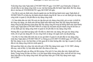Công văn 2596/BXD-KTTC  triển khai thực hiện NĐ 99/2007/NĐ-CP