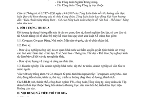 Công văn 2149/TLĐ  hướng dẫn khen thưởng chuyên đề Văn hoá - Thể thao