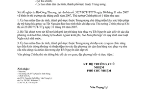 Công văn  7196/VPCP-KTTH triển khai các biện pháp bình ổn thị trường cuối  2007 và Tết Nguyên đán 2008