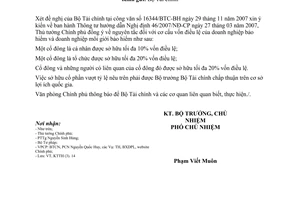 Công văn  7195/VPCP-KTTH  Thông tư hướng dẫn NĐ  46/2007/NĐ-CP cơ cấu vốn điều lệ của doanh nghiệp bảo hiểm và doanh nghiệp môi giới bảo hiểm