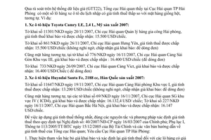 Công văn  6906/TCHQ-KTTT  xác định giá tính thuế ô tô nhập khẩu