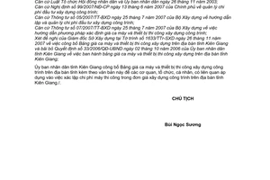 Công văn 1084/UBND-KTTH công bố bảng giá ca máy thiết bị thi công xây dựng