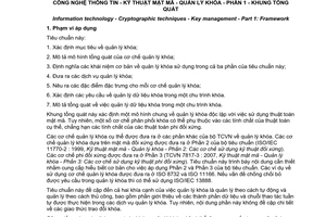 Tiêu chuẩn quốc gia TCVN 7817-1:2007 (ISO/IEC 11770-1 : 1996) về Công nghệ thông tin - Kỹ thuật mật mã - Quản lý khoá - Phần 1: Khung tổng quát