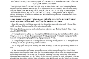 Thông tư liên tịch  182/2007/TTLT-BQP-BCA-BGD&ĐT-BNV  giáo dục quốc phòng- an ninh