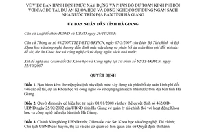 Quyết định 3755/QĐ-UBND 2007 định mức phân bổ dự toán kinh phí dự án khoa học sử dụng ngân sách nhà nước Hà Giang