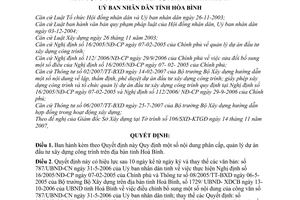 Quyết định 23/2007/QĐ-UBND Quy định nội dung phân cấp, quản lý dự án đầu tư xây dựng công trình tỉnh Hoà Bình
