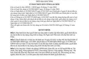 Quyết định 27/2007/QĐ-UBND phân cấp thẩm định, quyết định đầu tư