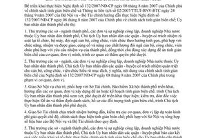 Chỉ thị 28/2007/CT-UBND triển khai thực hiện Nghị định 132/2007/NĐ-CP chính sách tinh giản biên chế