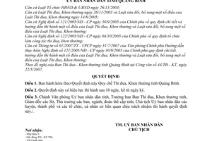 Quyết định 24/2007/QĐ-UBND Quy chế Thi đua, Khen thưởng tỉnh Quảng Bình