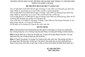 Quyết định 73/2007/QĐ-BGDĐT Quy định hoạt động y tế trường tiểu học, trung học cơ sở phổ thông