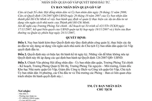 Quyết định 3353/QĐ-UBND Quy định phân công quản lý đầu tư xây dựng sử dụng vốn ngân sách nhà nước UBND quận Gò Vấp quyết định đầu tư