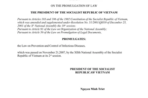 Order No. 12/2007/L-CTN of December 5, 2007, on the Promulgation of Law.
