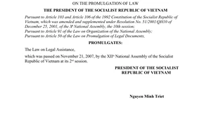 Law No. 17/2007/L-CTN of December 5, 2007, on the promulgation of law.