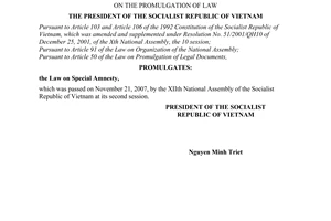 Order No. 16/2007/L-CTN of December 5, 2007, on the promulgation of Law