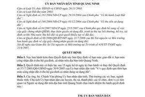 Quyết định 4505/2007/QĐ-UBND hạn mức giao đất ở, công nhận đất ở