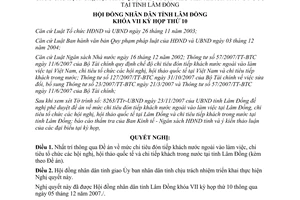 Nghị quyết 84/2007/NQ-HĐND mức chi tiêu đón tiếp khách nước ngoài