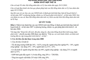 Nghị quyết 79/2007/NQ-HĐND phát triển kinh tế xã hội 2008 Lâm Đồng