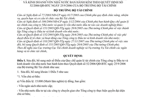 Quyết định 99/2007/QĐ-BTC quản lý tài chính tổng công ty đầu tư kinh doanh vốn nhà nước sửa đổi 52/2006/QĐ-BTC
