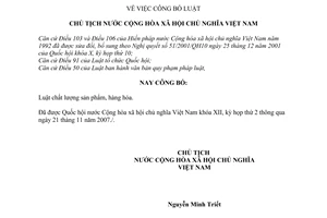 Lệnh công bố Luật chất lượng sản phẩm, hàng hóa 14/2007/L-CTN