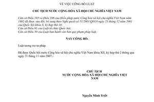 Lệnh công bộ Luật tương trợ tư pháp 17/2007/L-CTN