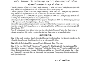 Quyết định 74/2007/QĐ-BGDĐT chương trình bồi dưỡng chuyên môn nghiệp vụ viên chức công tác thiết bị dạy học ở cơ sở giáo dục phổ thông