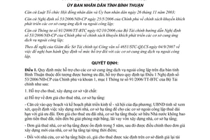 Quyết định 78/2007/QĐ-UBND hỗ trợ cơ sở cung ứng dịch vụ ngoài công lập Bình Thuận