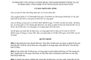 Quyết định 35/2007/QĐ-UBND định mức phân bổ dự toán kinh phí đề tài dự án khoa học công nghệ Cà Mau