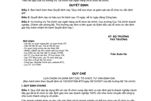 Quyết định 100/2007/QĐ-BTC Quy chế lựa chọn giám sát tổ chức tư vấn định giá