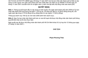 Nghị quyết 16/2007/NQ-HĐND đầu tư xây dựng cơ bản nguồn vốn ngân sách thành phố năm 2008