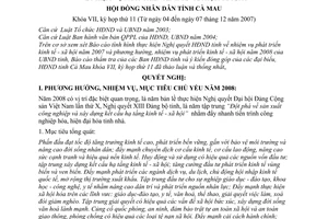 Nghị quyết 109/2007/NQ-HĐND nhiệm vụ phát triển kinh tế - xã hội năm 2008