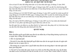 Nghị quyết 15/2007/NQ-HĐND phân cấp thẩm quyền quyết định mua sắm tài sản