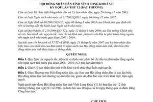 Nghị quyết 57/2007/NQ-HĐND nguyên tắc tiêu chí định mức chi đầu tư phát triển Vĩnh Long