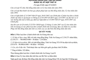 Nghị quyết 35/2007/NQ-HĐND phân loại đơn vị hành chính An Giang