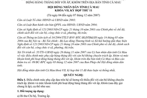 Nghị quyết 117/2007/NQ-HĐND điều chỉnh phụ cấp cán bộ không chuyên trách Cà Mau