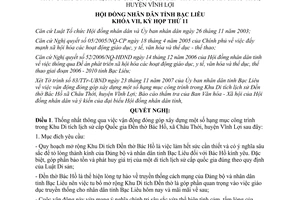 Nghị quyết 20/2007/NQ-HĐND đóng góp xây dựng Khu Di tích lịch sử Quốc gia Bạc Liêu