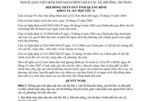 Nghị quyết 74/2007/NQ-HĐND mức phụ cấp cán bộ không chuyên trách Quảng Bình