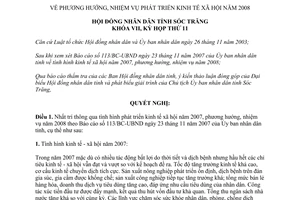 Nghị quyết 14/2007/NQ-HĐND nhiệm vụ phát triển kinh tế xã hội 2008 Sóc Trăng