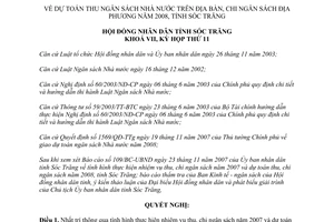 Nghị quyết 16/2007/NQ-HĐND dự toán thu ngân sách Nhà nước 2008 Sóc Trăng