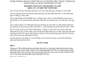 Nghị quyết 19/2007/NQ-HĐND điều chỉnh địa giới hành chính cấp xã huyện Cần Thơ