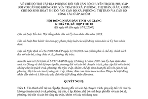 Nghị quyết 33/2007/NQ-HĐND trợ cấp địa phương cán bộ chuyên trách An Giang