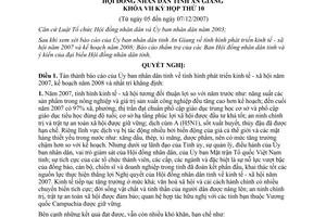 Nghị quyết 20/2007/NQ-HĐND nhiệm vụ kinh tế xã hội năm 2008 An Giang