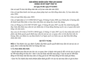 Nghị quyết 23/2007/NQ-HĐND phân cấp thẩm quyền mua sắm tài sản nhà nước An Giang