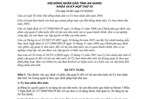 Nghị quyết 30/2007/NQ-HĐND phân cấp quản lý đối với tài sản nhà nước An Giang