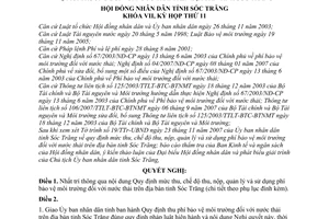 Nghị quyết 20/2007/NQ-HĐND chế độ thu nộp quản lý sử dụng phí bảo vệ môi trường