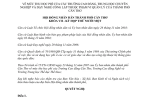 Nghị quyết 18/2007/NQ-HĐND học phí trường Cao đẳng Trung học chuyên nghiệp