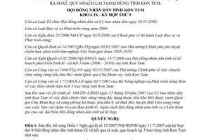 Nghị quyết 28/2007/NQ-HĐND sửa đổi kết quả rà soát quy hoạch lại ba loại rừng