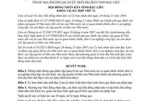 Nghị quyết 19/2007/NQ-HĐND phân cấp quản lý tài sản Nhà nước