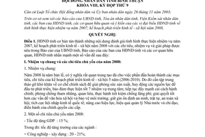 Nghị quyết 66/2007/NQ-HĐND kế hoạch phát triển kinh tế xã hội năm 2008 Bình Thuận