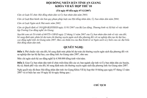 Nghị quyết 27/2006/NQ-HĐND bổ sung chi thường xuyên đào tạo hệ đại học cao đẳng An Giang